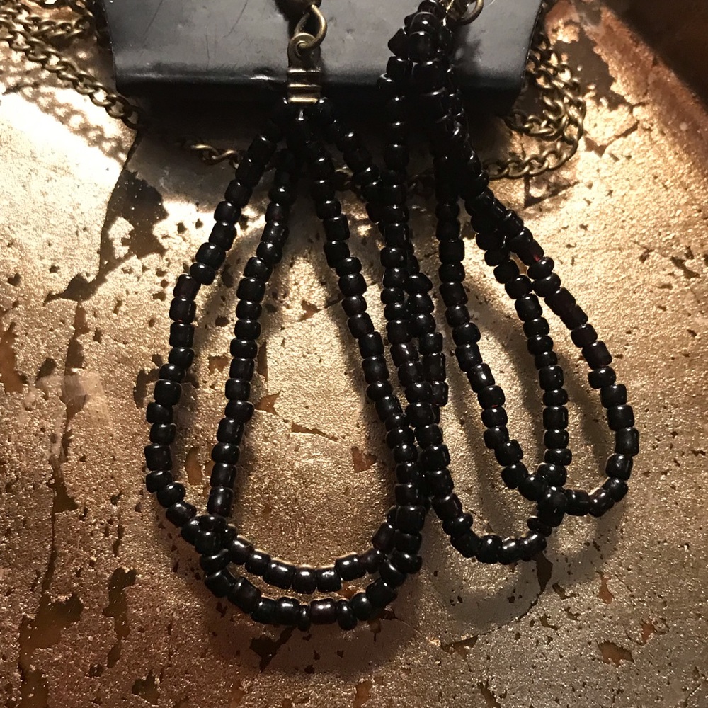 Long sea bead necklace with earrings - Picture 5 of 5